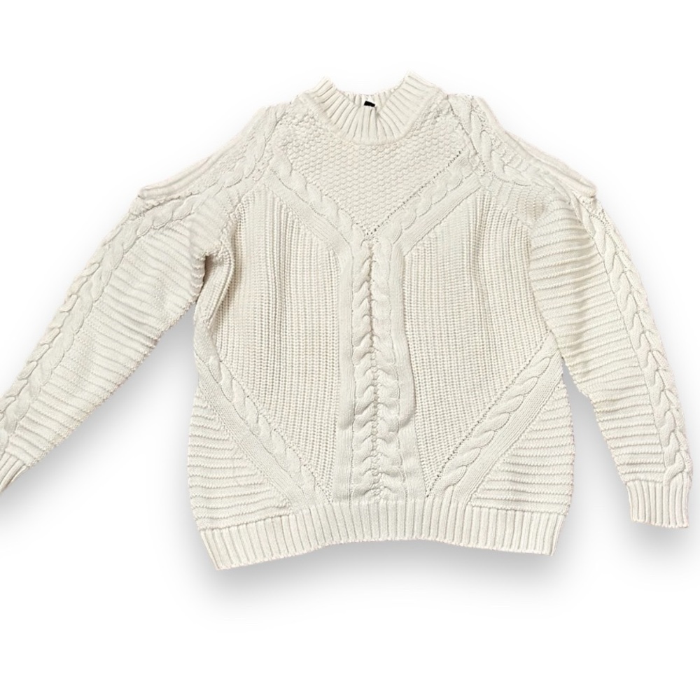 H&M Sweater Women’s White Cut Out Shoulder size Small